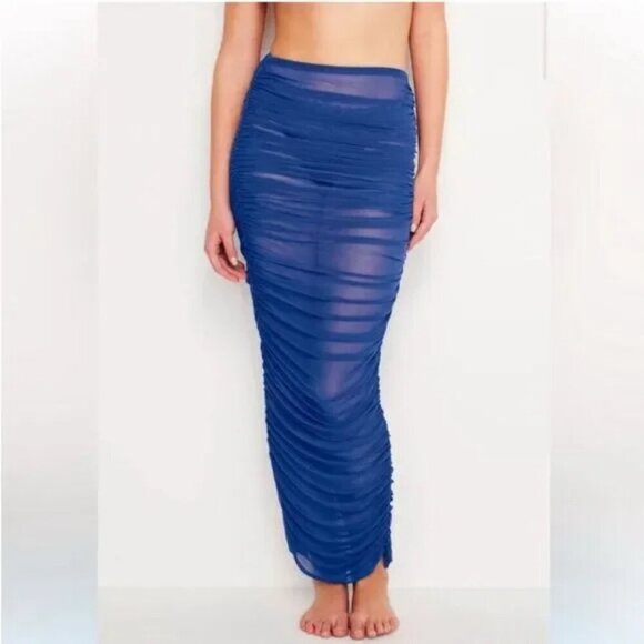NWT GOOD AMERICAN Mesh Ruched Skirt Swim Cover Up Size Large - Picture 1 of 6